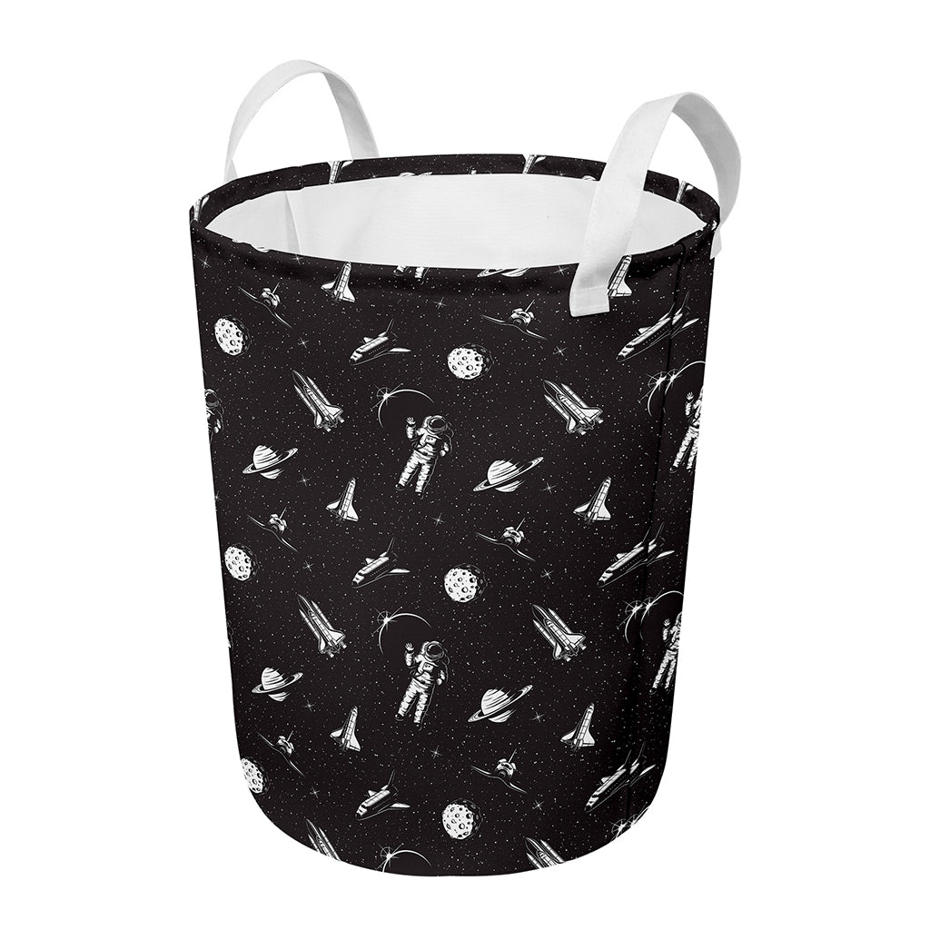 Astronaut In Space Pattern Print Round Laundry Basket