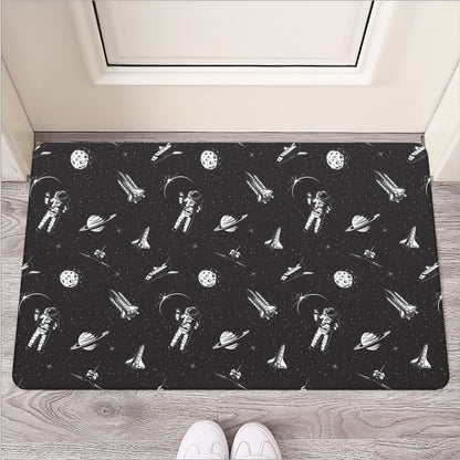Astronaut In Space Pattern Print Rubber Doormat
