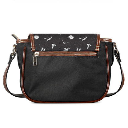 Astronaut In Space Pattern Print Saddle Bag