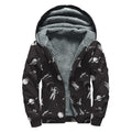 Astronaut In Space Pattern Print Sherpa Lined Zip Up Hoodie