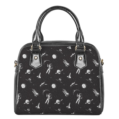 Astronaut In Space Pattern Print Shoulder Handbag