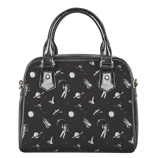 Astronaut In Space Pattern Print Shoulder Handbag