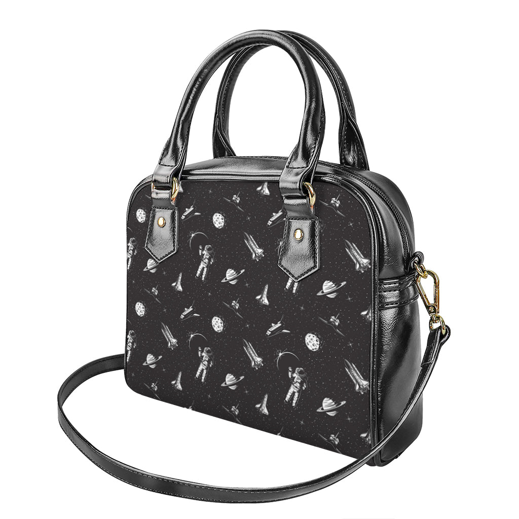 Astronaut In Space Pattern Print Shoulder Handbag