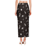 Astronaut In Space Pattern Print Side Slit Maxi Skirt