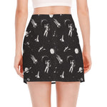 Astronaut In Space Pattern Print Side Slit Mini Skirt