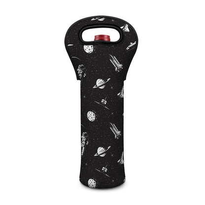 Astronaut In Space Pattern Print Single Neoprene Wine Tote