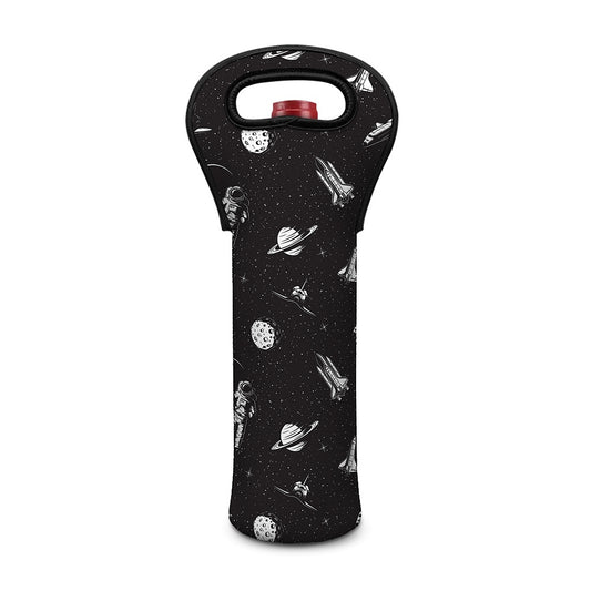 Astronaut In Space Pattern Print Single Neoprene Wine Tote