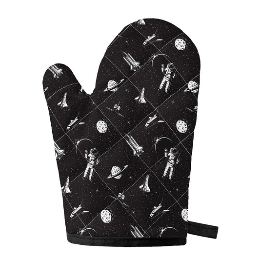 Astronaut In Space Pattern Print Single Oven Mitt