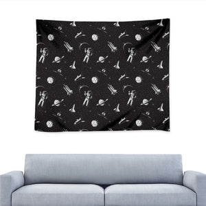 Astronaut In Space Pattern Print Tapestry