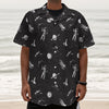 Astronaut In Space Pattern Print Textured Short Sleeve Shirt