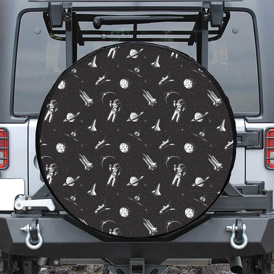 Astronaut In Space Pattern Print Tire Cover