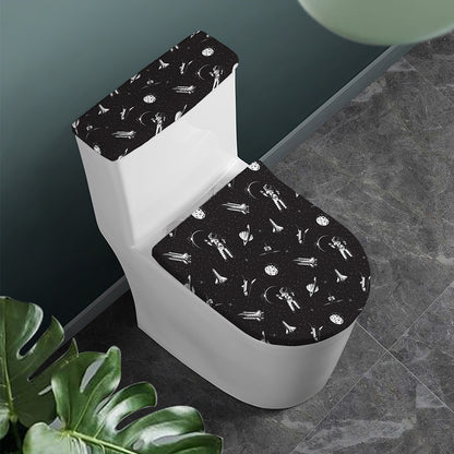 Astronaut In Space Pattern Print Toilet Lid And Tank Cover Set