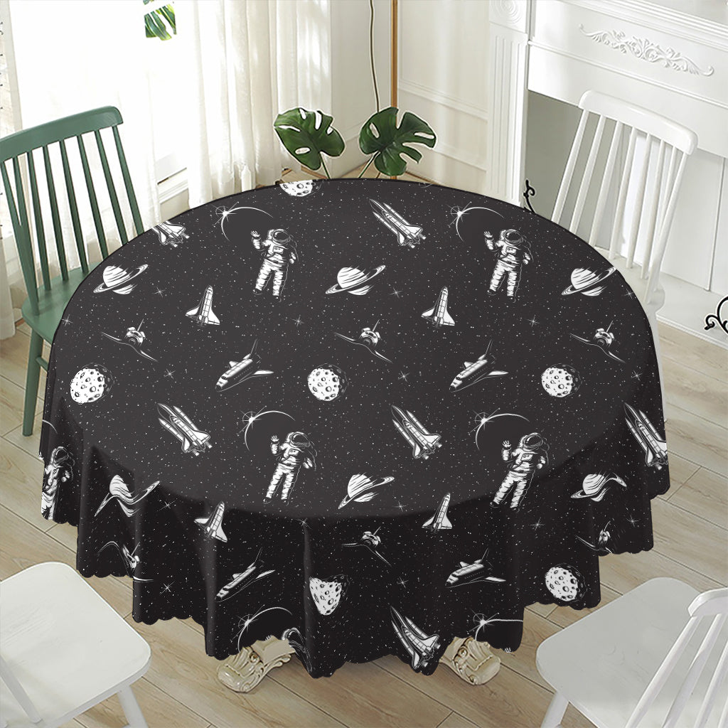 Astronaut In Space Pattern Print Waterproof Round Tablecloth