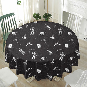 Astronaut In Space Pattern Print Waterproof Round Tablecloth