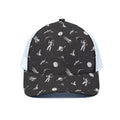 Astronaut In Space Pattern Print White Mesh Trucker Hat