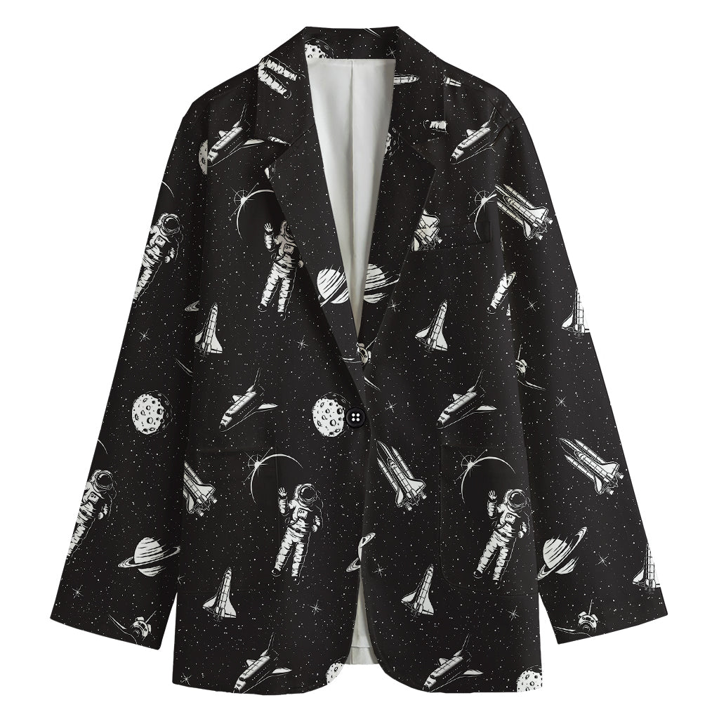 Astronaut In Space Pattern Print Women's Blazer