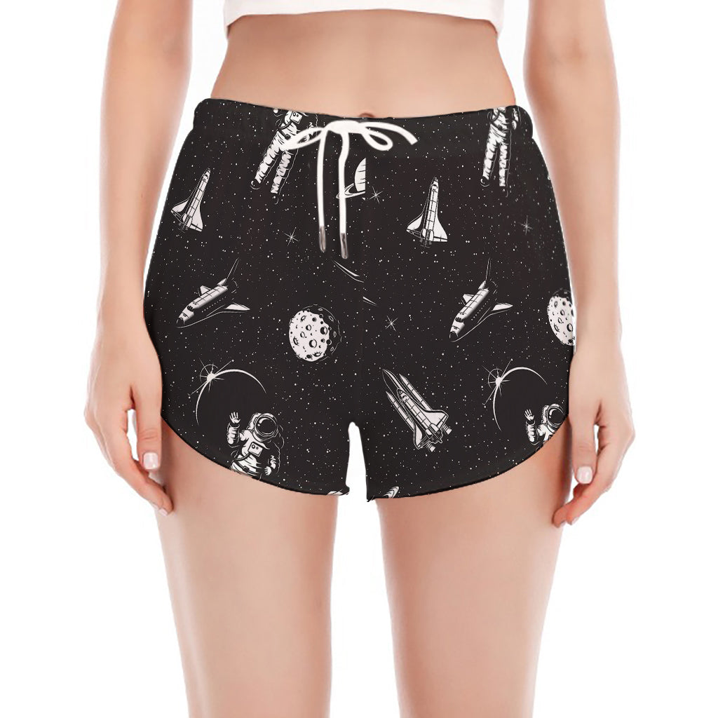 Astronaut In Space Pattern Print Women's Split Running Shorts