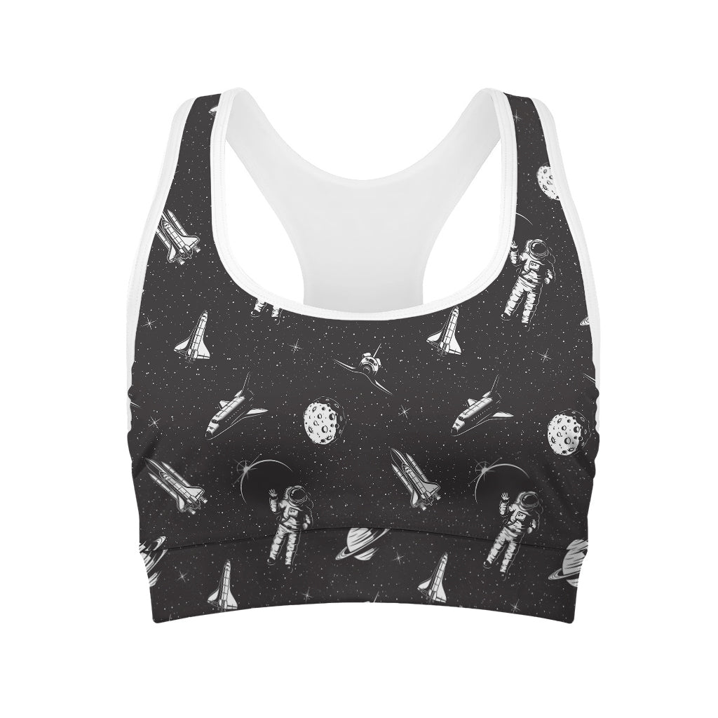 Astronaut In Space Pattern Print Women's Sports Bra