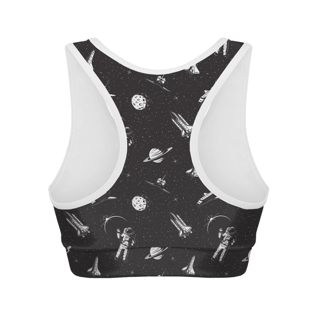 Astronaut In Space Pattern Print Women's Sports Bra