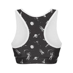 Astronaut In Space Pattern Print Women's Sports Bra