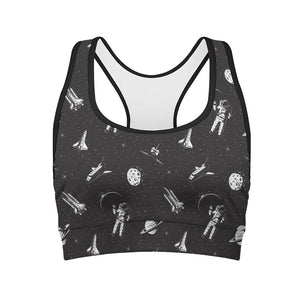 Astronaut In Space Pattern Print Women's Sports Bra