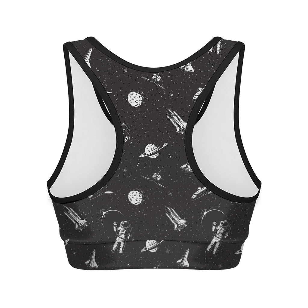 Astronaut In Space Pattern Print Women's Sports Bra