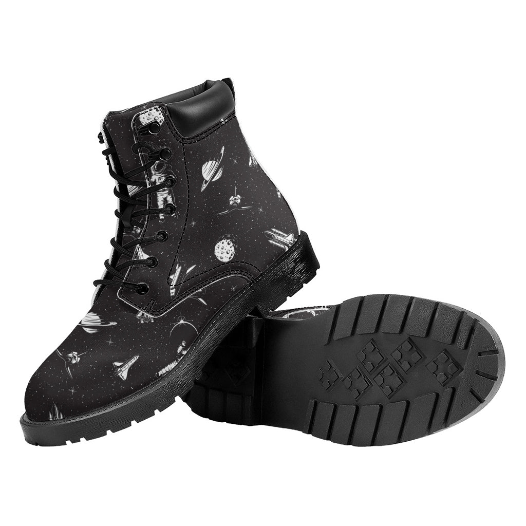 Astronaut In Space Pattern Print Work Boots