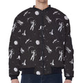 Astronaut In Space Pattern Print Zip Sleeve Bomber Jacket