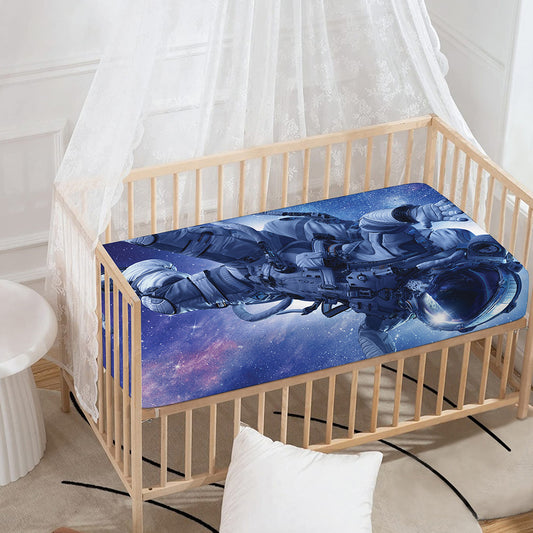 Astronaut On Space Mission Print Baby Crib Sheet
