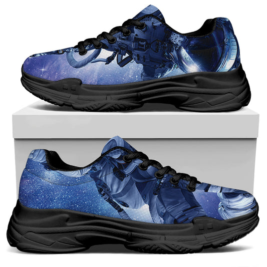 Astronaut On Space Mission Print Black Chunky Shoes