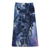 Astronaut On Space Mission Print Cotton Front Slit Maxi Skirt