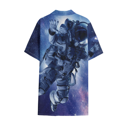 Astronaut On Space Mission Print Cotton Hawaiian Shirt