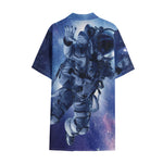 Astronaut On Space Mission Print Cotton Hawaiian Shirt