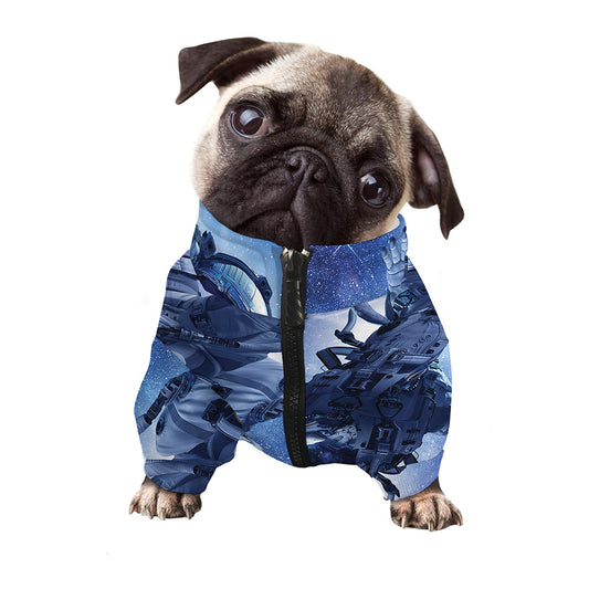 Astronaut On Space Mission Print Dog Zip Up Jacket