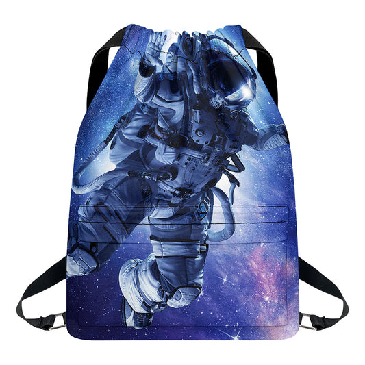 Astronaut On Space Mission Print Drawstring Backpack
