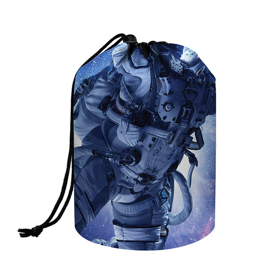 Astronaut On Space Mission Print Drawstring Makeup Bag