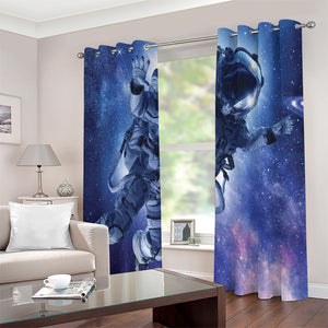 Astronaut On Space Mission Print Extra Wide Grommet Curtains