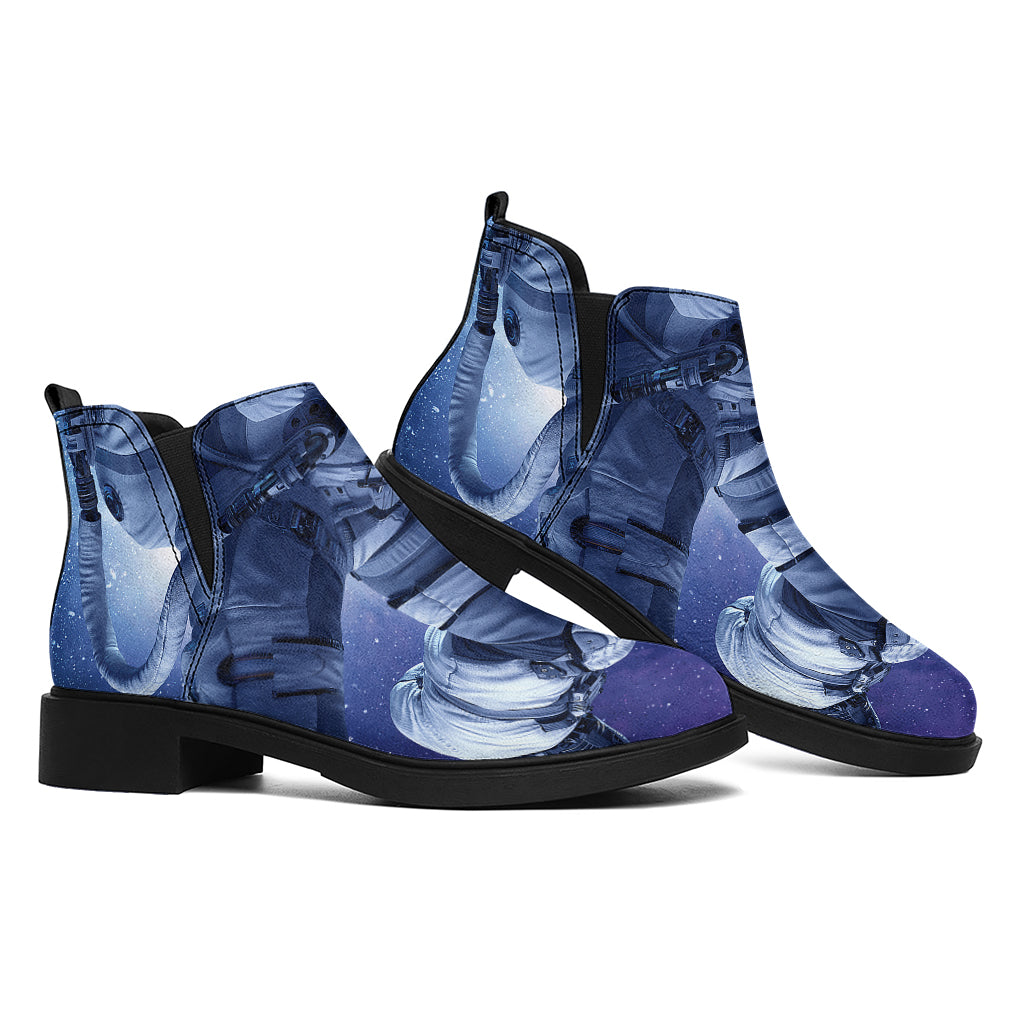 Astronaut On Space Mission Print Flat Ankle Boots