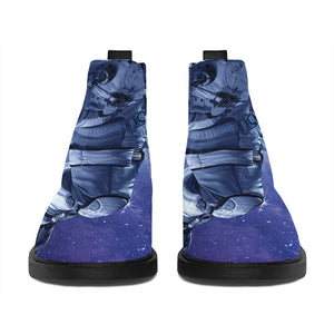 Astronaut On Space Mission Print Flat Ankle Boots