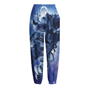 Astronaut On Space Mission Print Fleece Lined Knit Pants