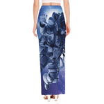 Astronaut On Space Mission Print High Slit Maxi Skirt