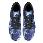 Astronaut On Space Mission Print High Top Leather Sneakers