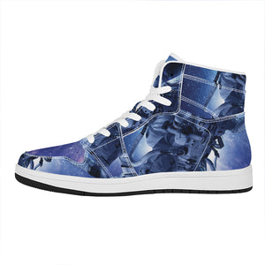 Astronaut On Space Mission Print High Top Leather Sneakers