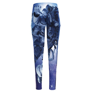 Astronaut On Space Mission Print High-Waisted Pocket Leggings