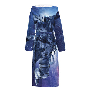 Astronaut On Space Mission Print Hooded Bathrobe