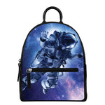 Astronaut On Space Mission Print Leather Backpack