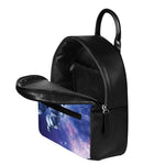 Astronaut On Space Mission Print Leather Backpack