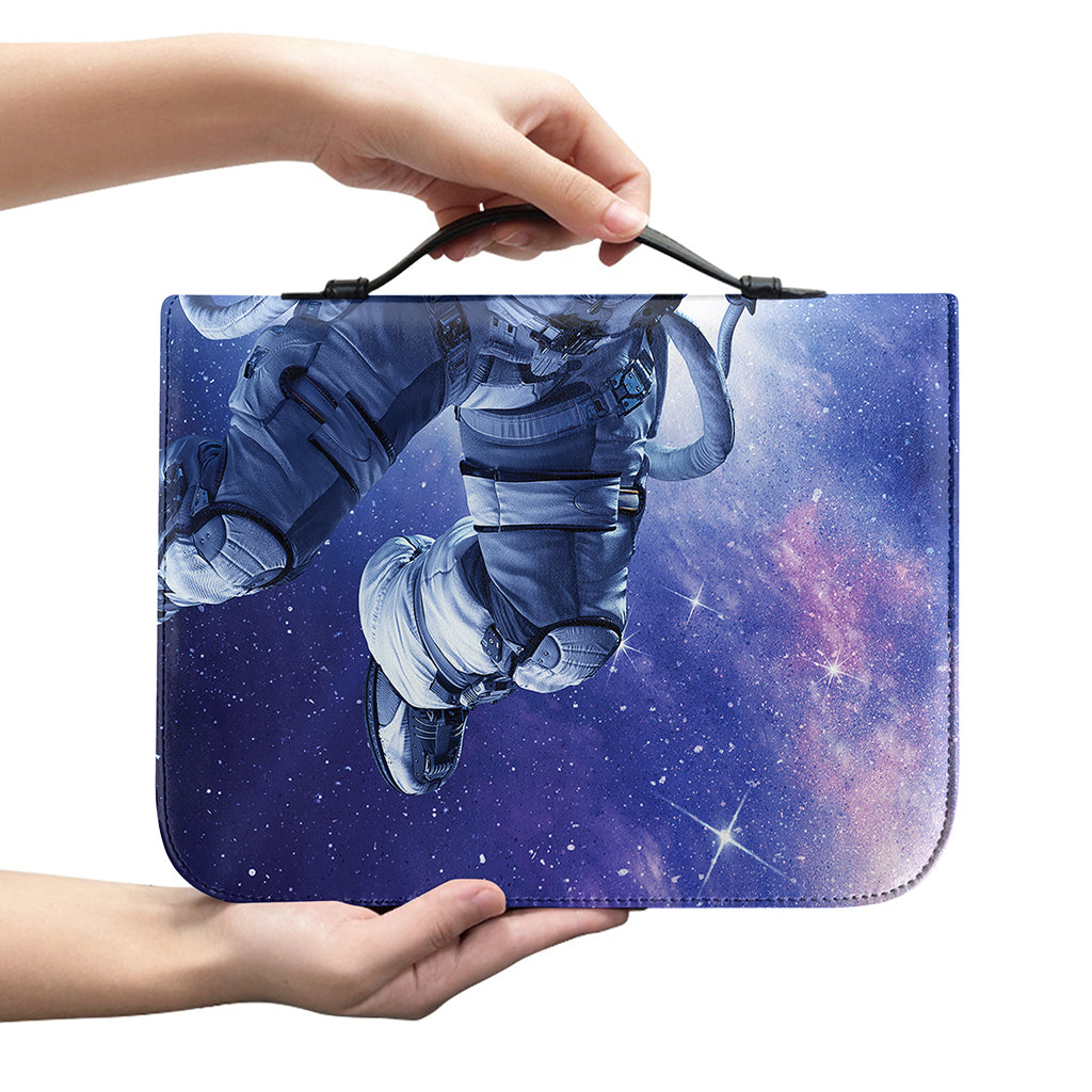 Astronaut On Space Mission Print Leather Bible Cover