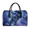 Astronaut On Space Mission Print Leather Duffel Bag