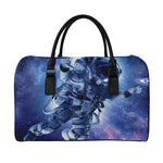 Astronaut On Space Mission Print Leather Duffle Bag